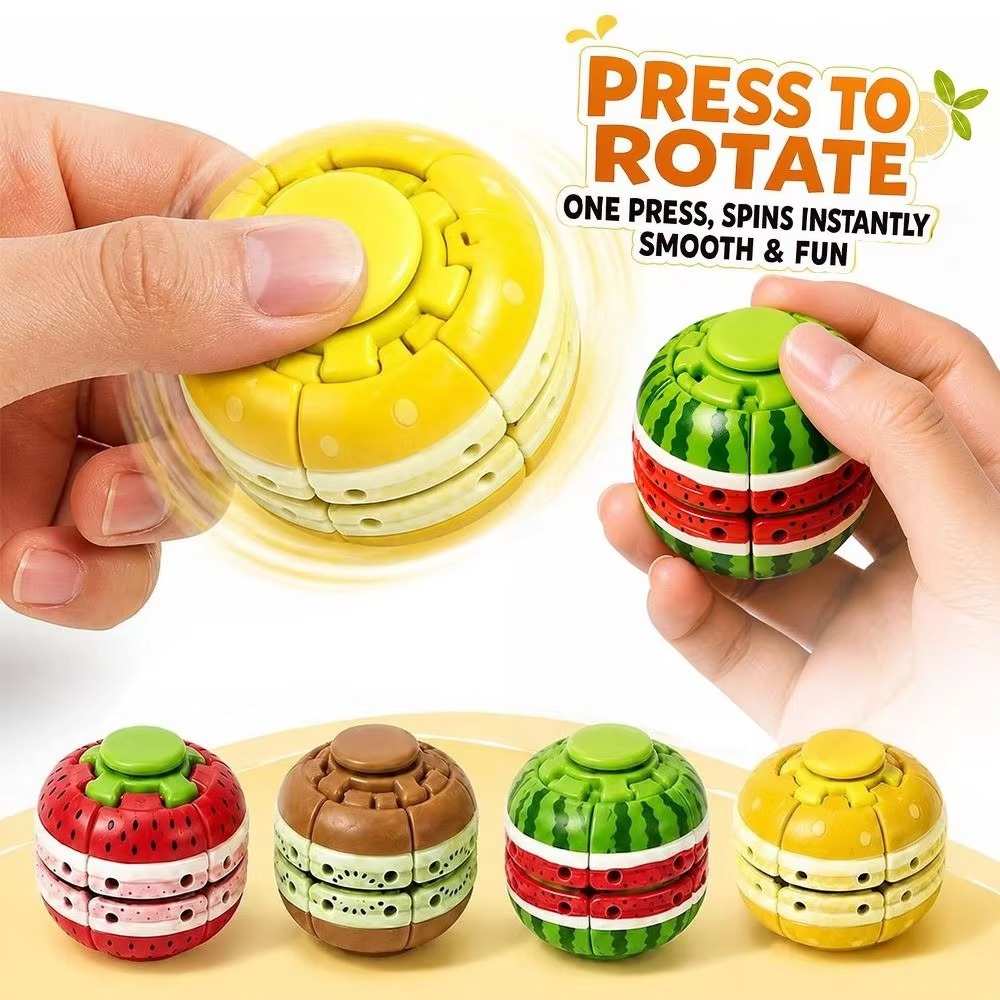 Spin Top Gyro Toy - Fruit Can Press Spinning Top Fidget