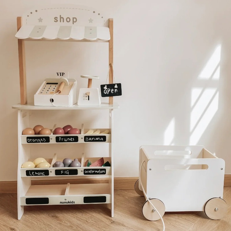 Toy Cash Register - Grocery Store Pretends To Play Wooden