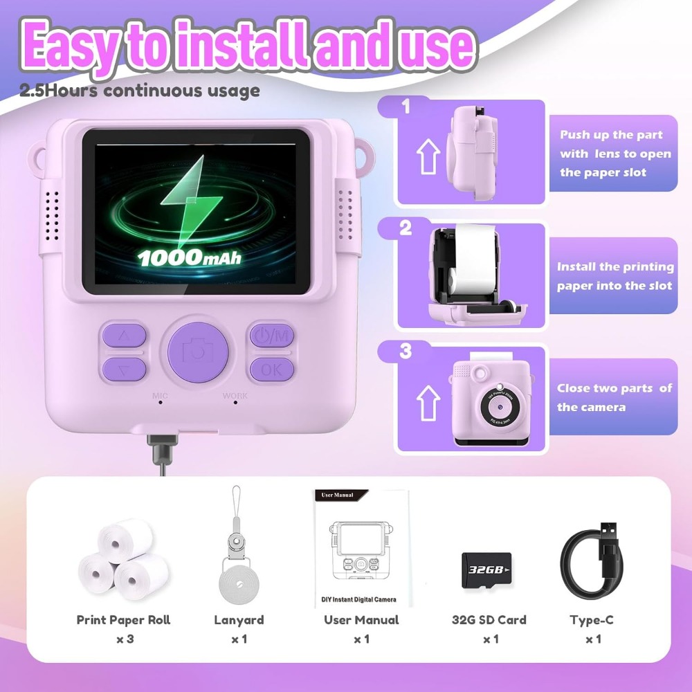 Instant Print Camera for Kids, - Toys For Kids Video recension och pris