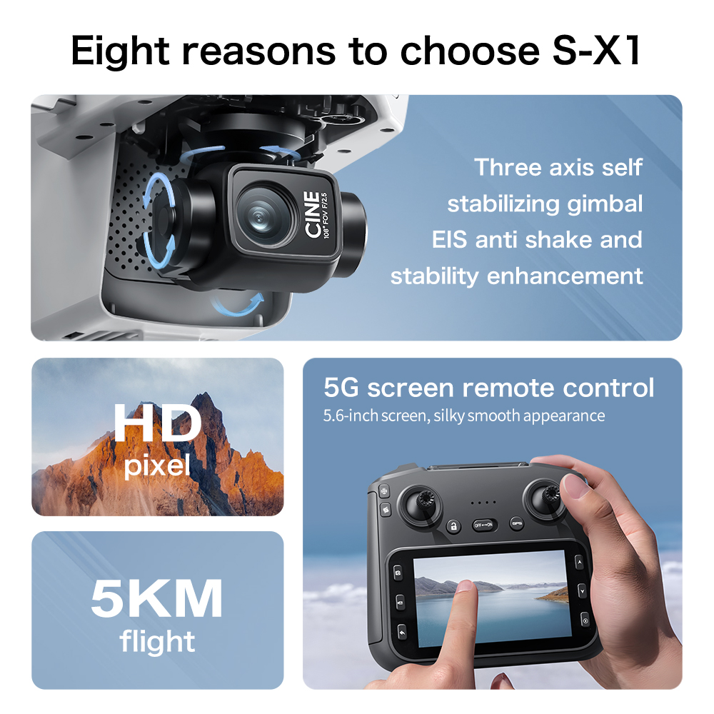 Original S-X1 Drone 8K HD Prof - Toys For Kids Video recension och pris