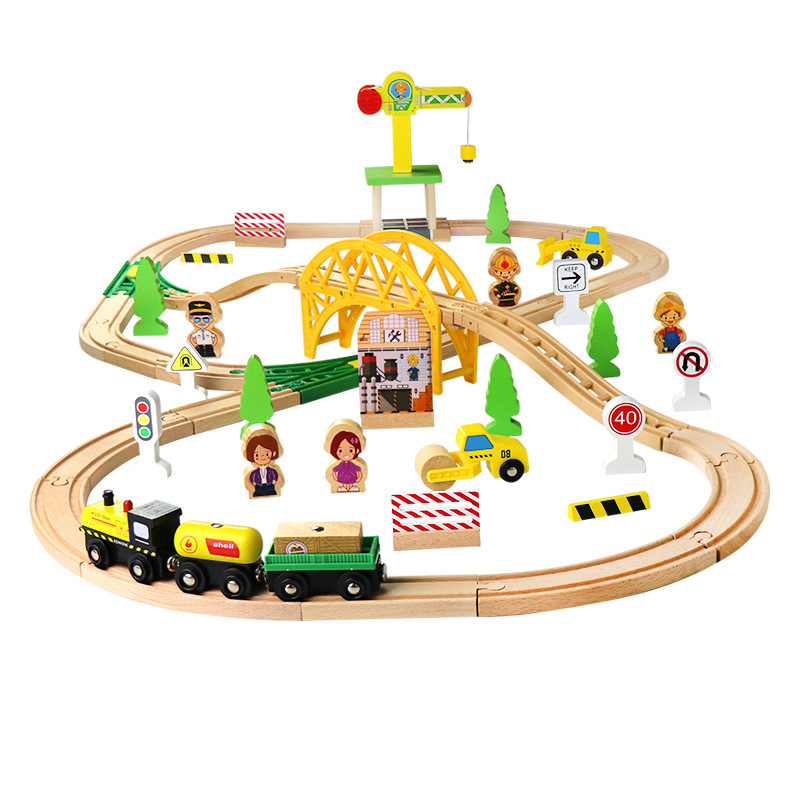Wooden Train Track Highway Rin - Toy Train Track Set recension och pris